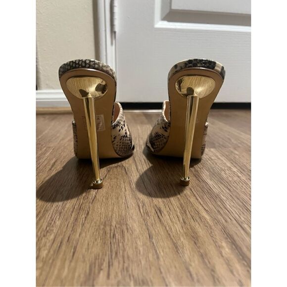 Femme LA Python Mule Print Heel Shoes Size 37 US 7 - Picture 6 of 7